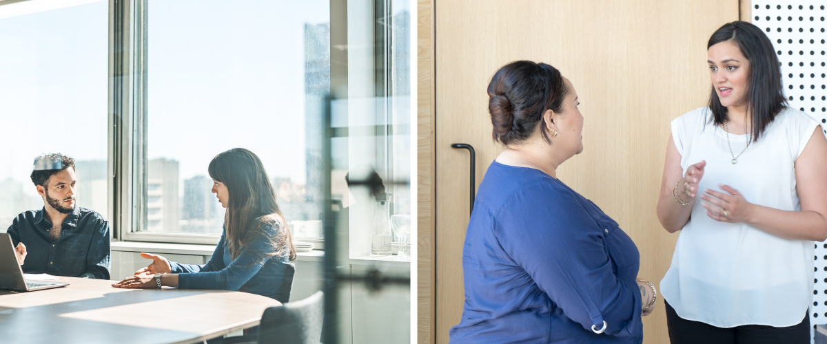 People in office environments having tough conversations